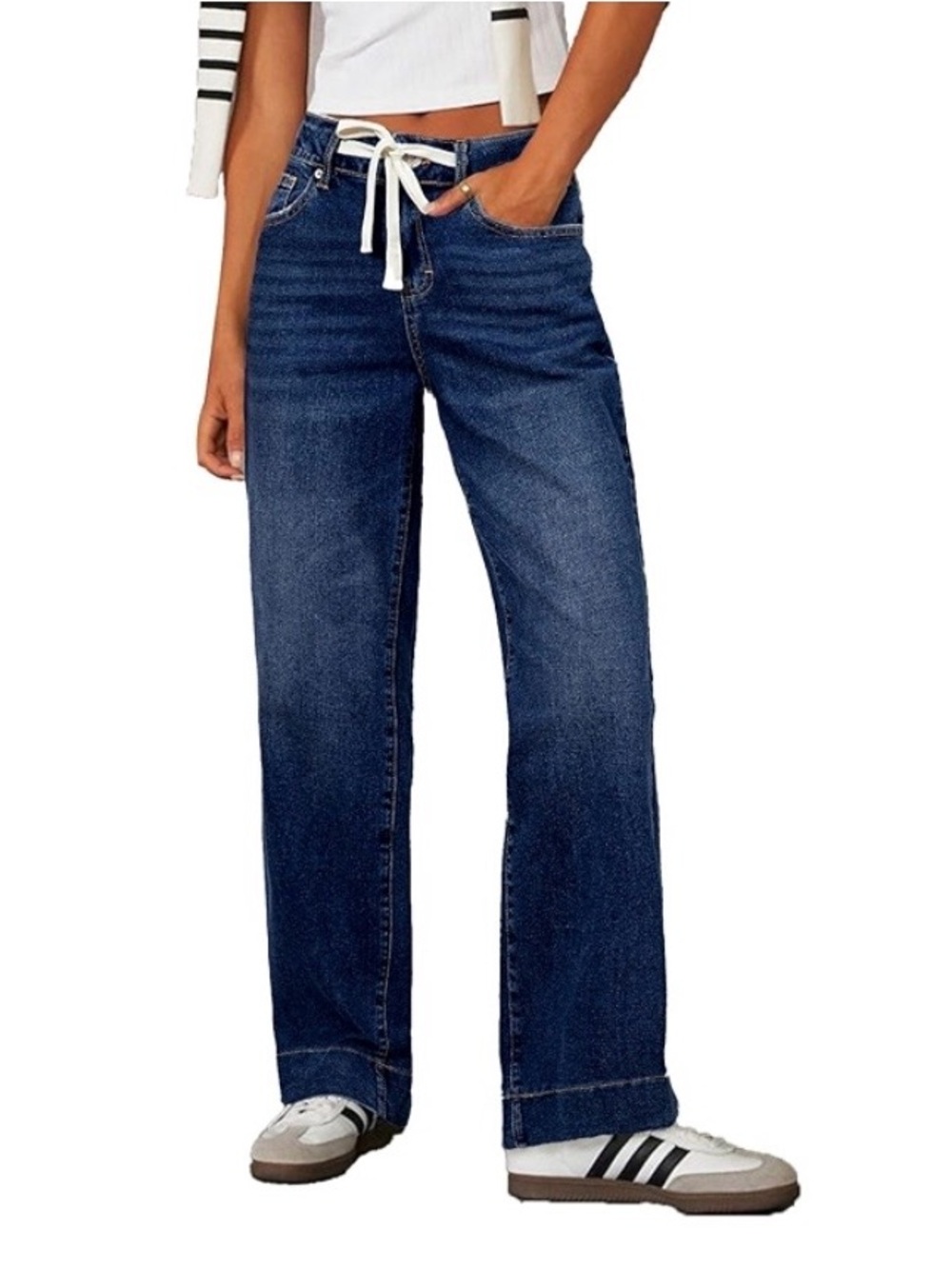 Wide-Leg Jeans with Drawstring Waist